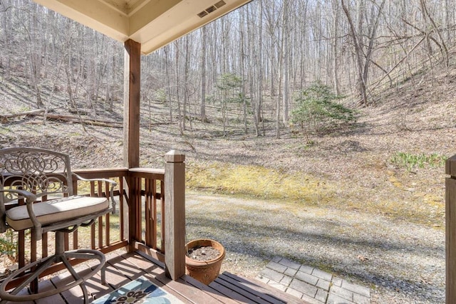 526 Garland Ridge Dr, Hayesville, NC 28904 - wooden deck featuring a view of trees and visible vents