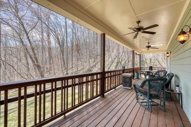 526 Garland Ridge Dr, Hayesville, NC 28904 - wooden terrace with ceiling fan