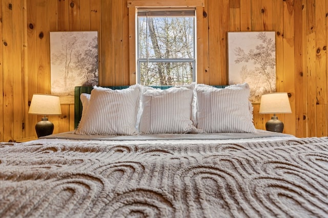 222 Icy Ln, Blue Ridge, GA 30513 - bedroom featuring wooden walls