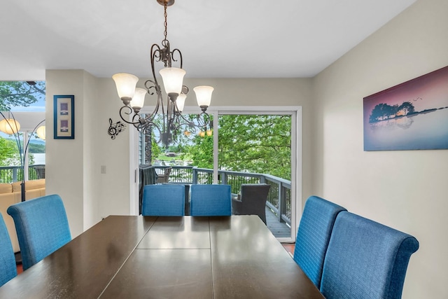 dining area with a chandelier