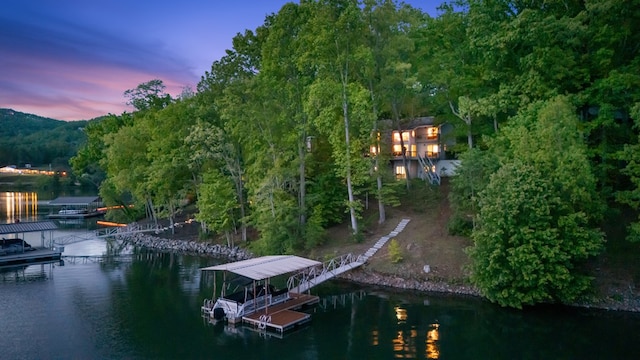 dock area featuring a water view