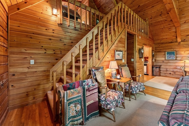 35 The Blf, Morganton, GA 30560 - bedroom with lofted ceiling, wood walls, wood-type flooring, and wood ceiling