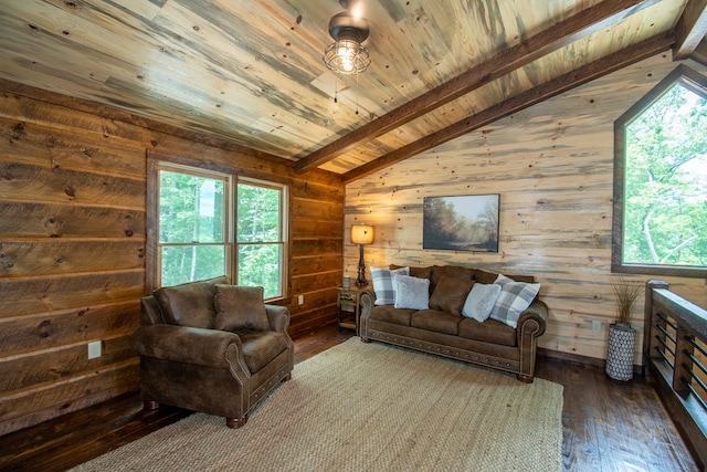 340 Hooch Holler Ln, Morganton, GA 30560 - living room featuring hardwood / wood-style flooring, wooden walls, and wood ceiling