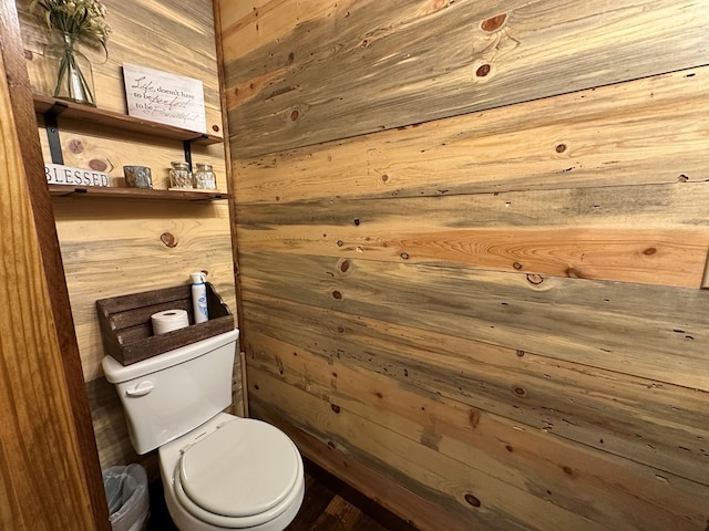 340 Hooch Holler Ln, Morganton, GA 30560 - bathroom featuring wood walls and toilet