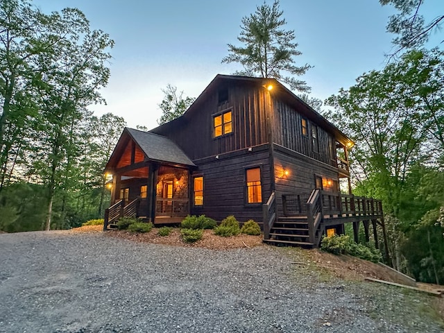 340 Hooch Holler Ln, Morganton, GA 30560 - view of front of home with a wooden deck and a porch