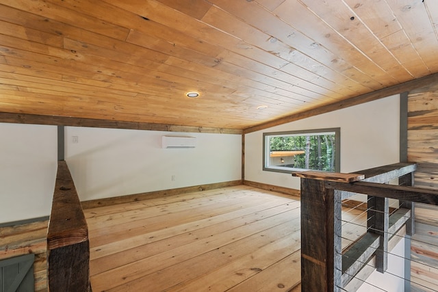 43 Old Federal Rd, Talking Rock, GA 30175 - additional living space with wooden ceiling, an AC wall unit, and hardwood / wood-style floors