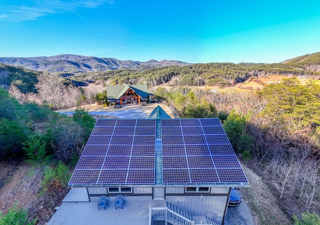 birds eye view of property featuring a mountain view