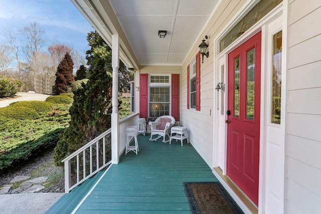 doorway to property featuring a porch