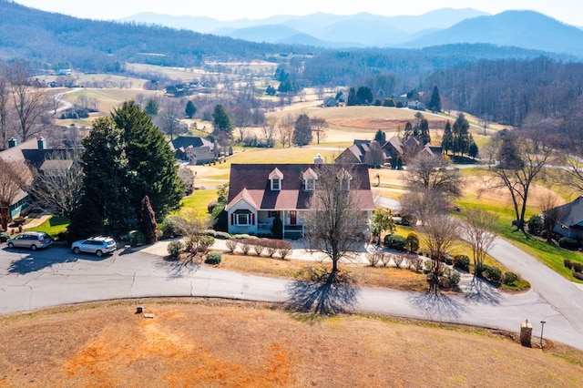 drone / aerial view with a mountain view