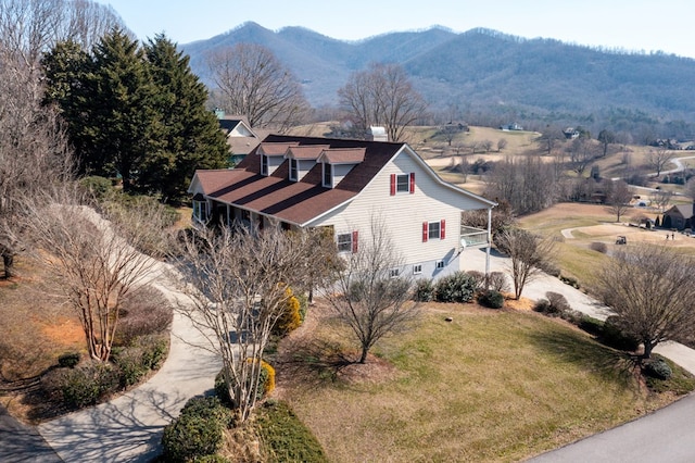 aerial view featuring a mountain view