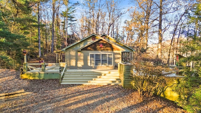 view of front of home with a deck