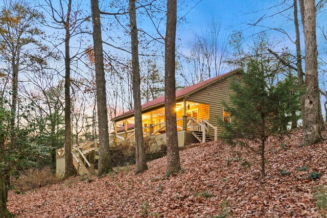 101 Harper Vly, Ellijay, GA 30540 - view of side of home featuring stairs and a wooden deck