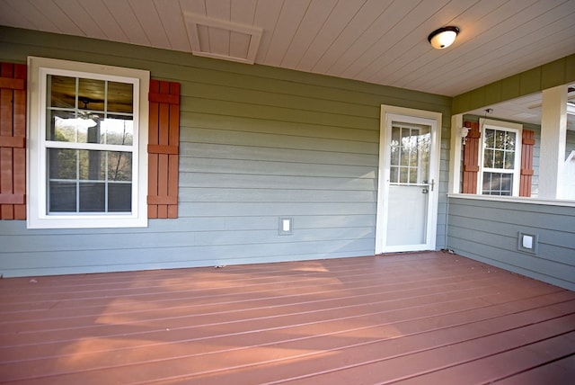 wooden terrace with covered porch