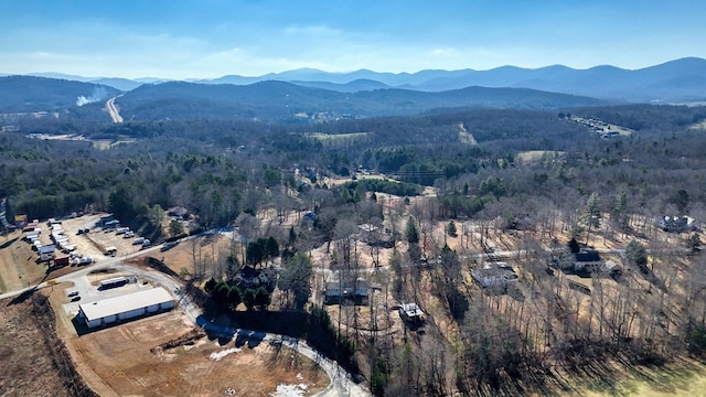 bird's eye view with a mountain view