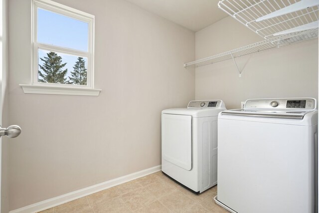 6665 Flagstone Ct, Cumming, GA 30028 - laundry area with washer and clothes dryer and light tile patterned flooring