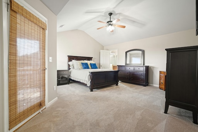 6665 Flagstone Ct, Cumming, GA 30028 - bedroom with vaulted ceiling, light carpet, multiple windows, and a ceiling fan