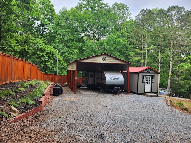 exterior space featuring a carport