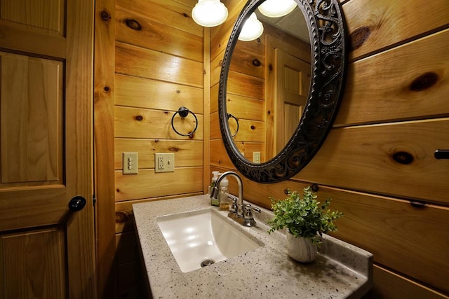 162 Grayson Pt, Blue Ridge, GA 30513 - bathroom with vanity and wood walls