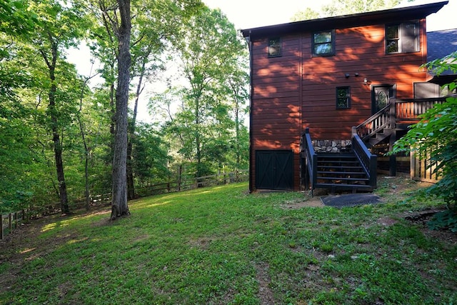 162 Grayson Pt, Blue Ridge, GA 30513 - back of property featuring stairway and a wooden deck