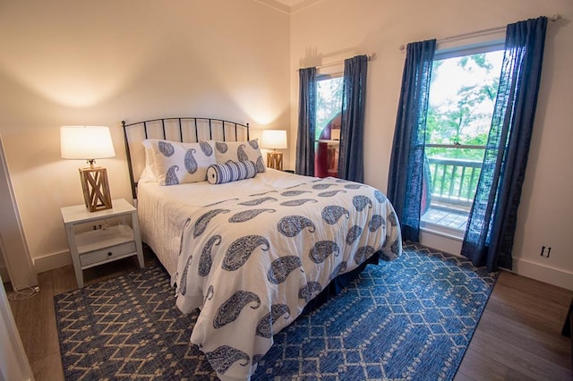 bedroom featuring dark wood-type flooring