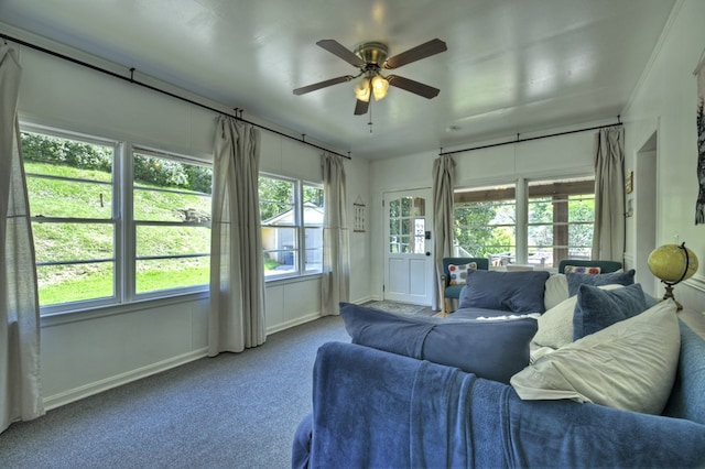 102 Riverview St, Copperhill, TN 37317 - carpeted living area with baseboards and ceiling fan