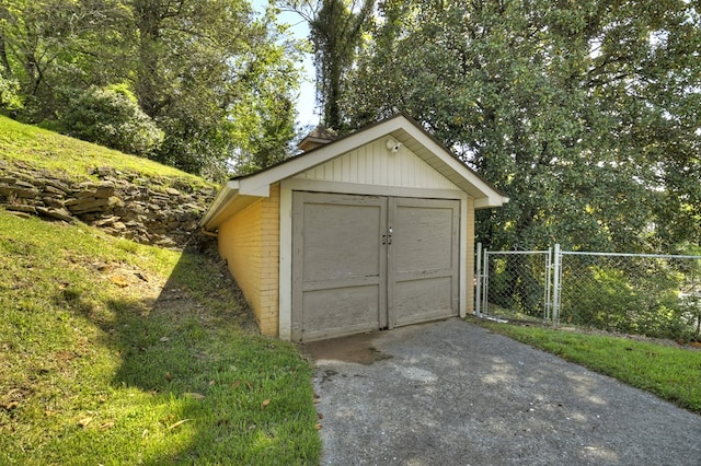 102 Riverview St, Copperhill, TN 37317 - view of shed featuring fence and concrete driveway