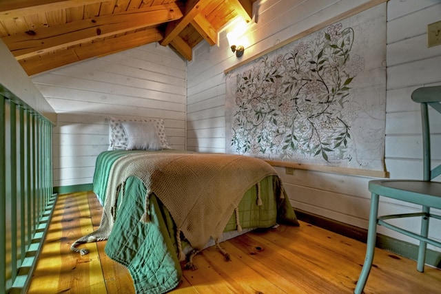100 Smith Hill Rd, Cherry Log, GA 30522 - bedroom featuring wood walls, hardwood / wood-style flooring, and wooden ceiling