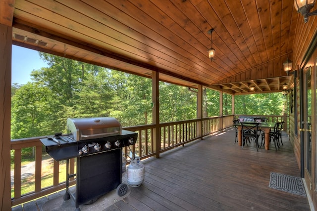 327 Dancing Trees Trl, Morganton, GA 30560 - deck featuring a grill and outdoor dining space