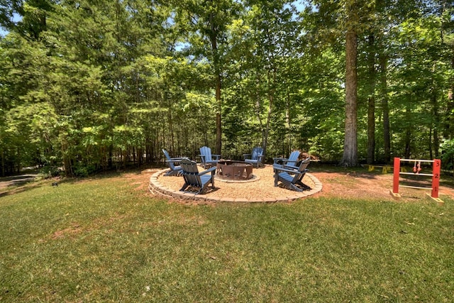 327 Dancing Trees Trl, Morganton, GA 30560 - view of grassy yard with an outdoor fire pit