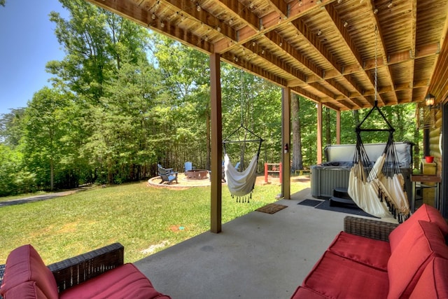 327 Dancing Trees Trl, Morganton, GA 30560 - view of patio / terrace featuring an outdoor fire pit