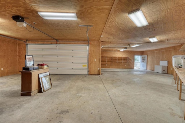 garage with wooden walls