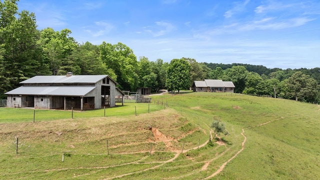 102 Cross Creek Ln, Warne, NC 28909 - view of yard with an outbuilding and a forest view