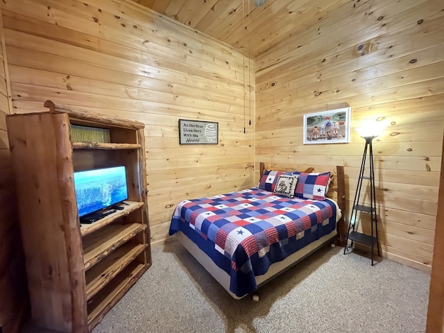 192 Oak Ridge Way, Morganton, GA 30560 - carpeted bedroom with wooden walls and wood ceiling
