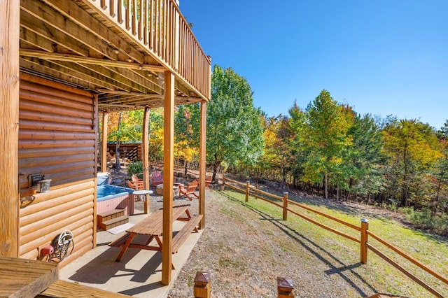 view of yard featuring a wooden deck