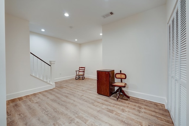 living area featuring light hardwood / wood-style flooring