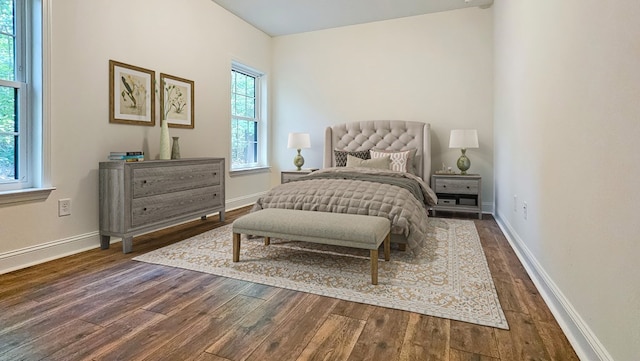 bedroom featuring dark hardwood / wood-style floors