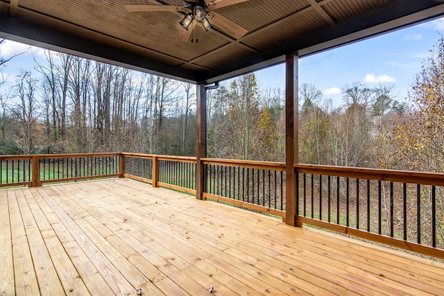 wooden terrace with ceiling fan