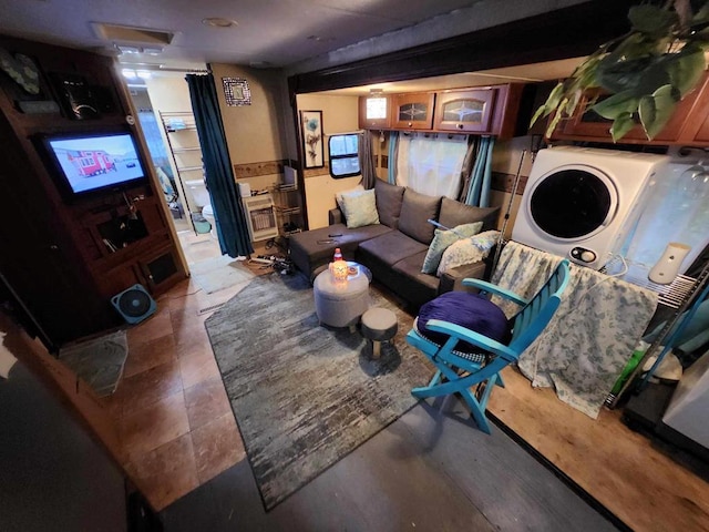living area with washer / dryer