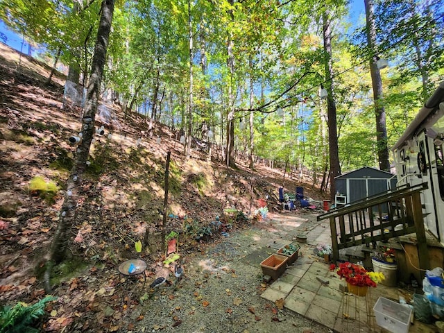 view of yard with a wooden deck