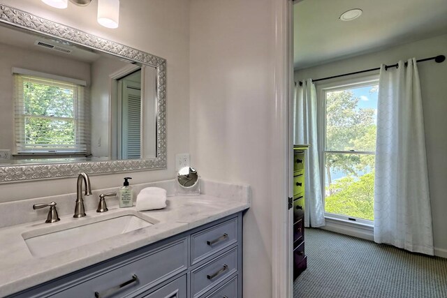 bathroom with visible vents, plenty of natural light, and vanity