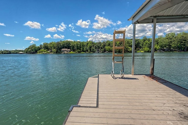 view of dock featuring a water view