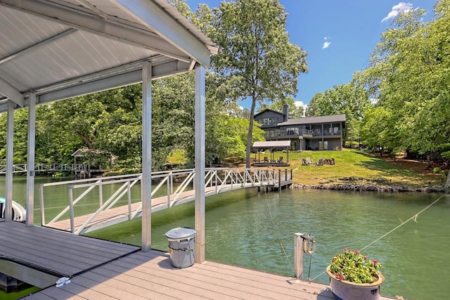 dock area featuring a water view