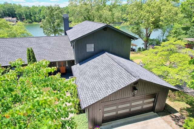 exterior space featuring a water view