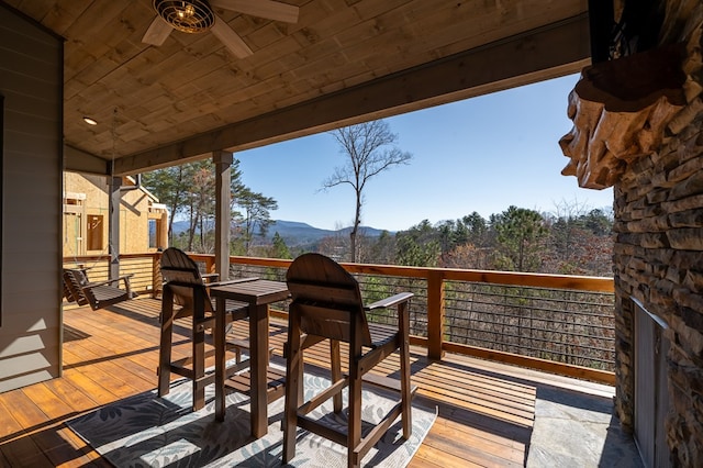 deck with a mountain view