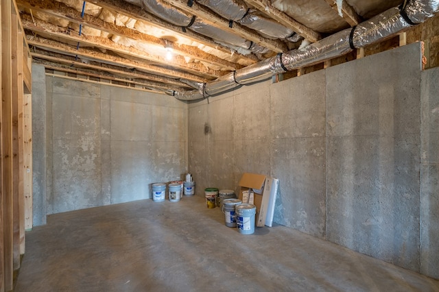 view of unfinished basement