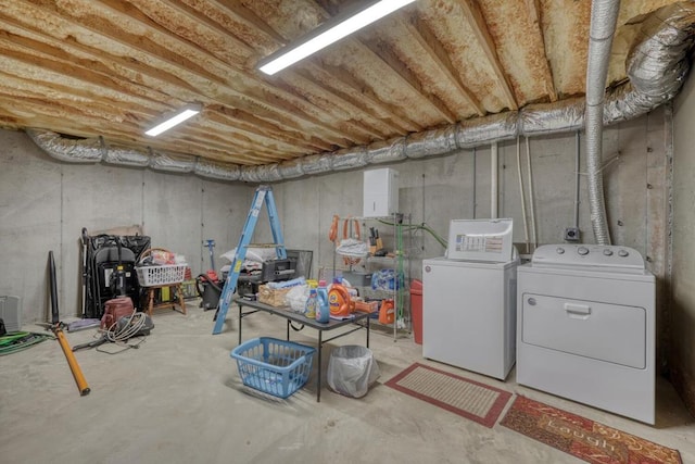 basement with separate washer and dryer