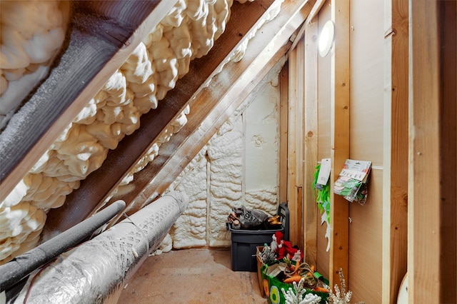 view of unfinished attic