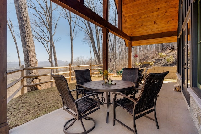 view of patio / terrace featuring outdoor dining area and fence