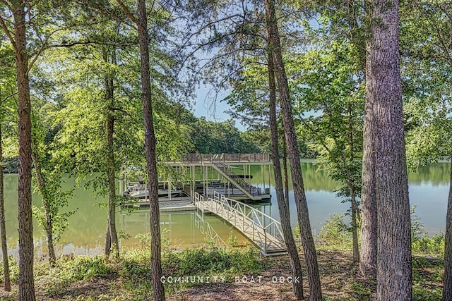 dock area featuring a water view