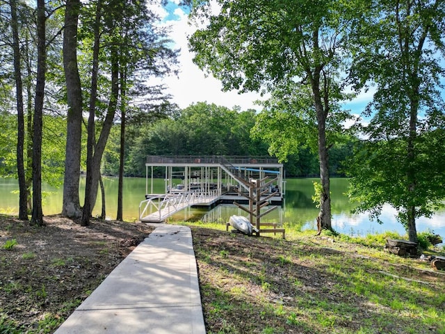 dock area featuring a water view